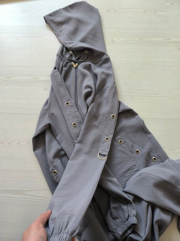 moda selvim gri pardesü - Görsel 2