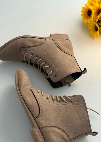 Bej Süet Kadın Günlük Topuklu Bot - Görsel 5