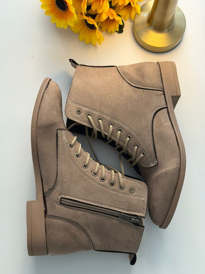 Bej Süet Kadın Günlük Topuklu Bot - Görsel 3