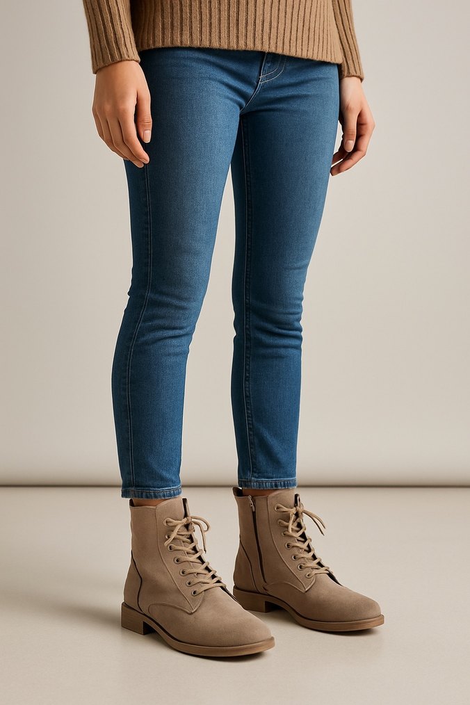 Bej Süet Kadın Günlük Topuklu Bot - Görsel 4