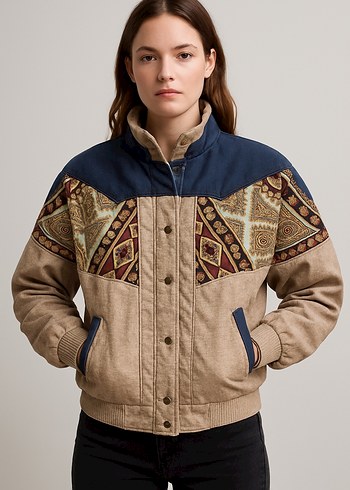 Düğmeli etnik desenli süet erkek ceket - Görsel 5