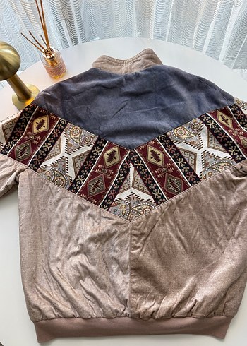 Düğmeli etnik desenli süet erkek ceket - Görsel 4