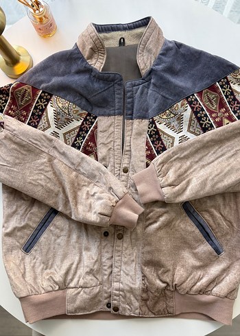 Düğmeli etnik desenli süet erkek ceket - Görsel 2