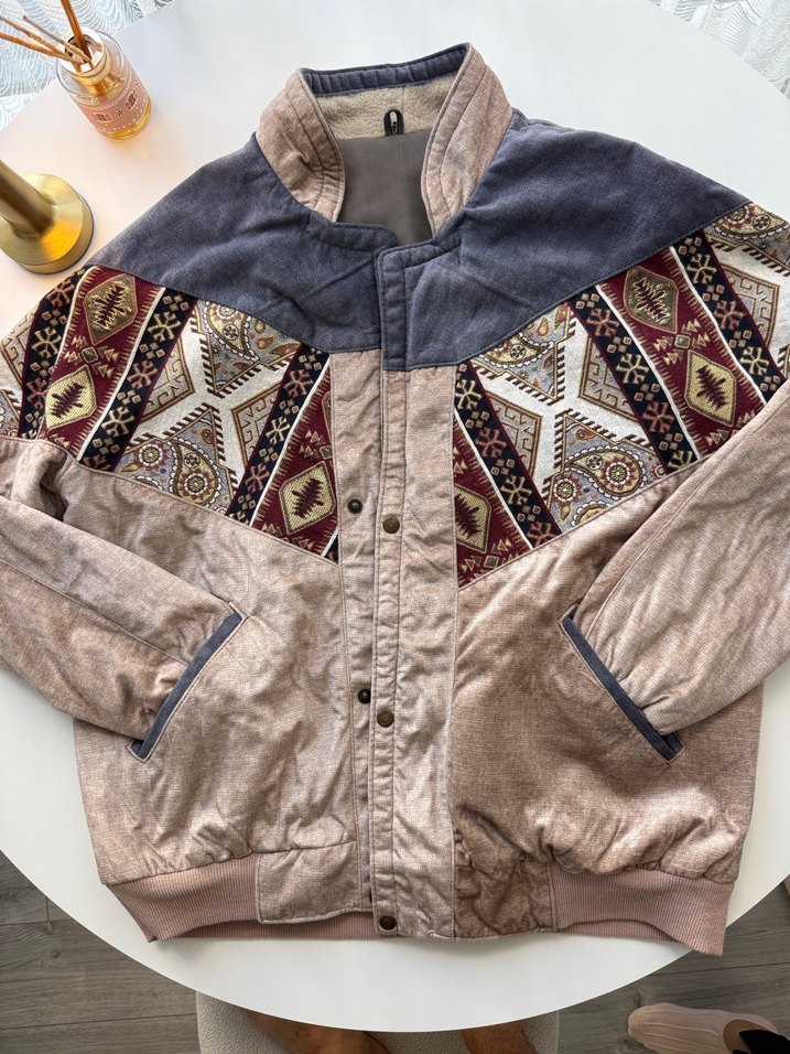 Düğmeli etnik desenli süet erkek ceket - Görsel 3