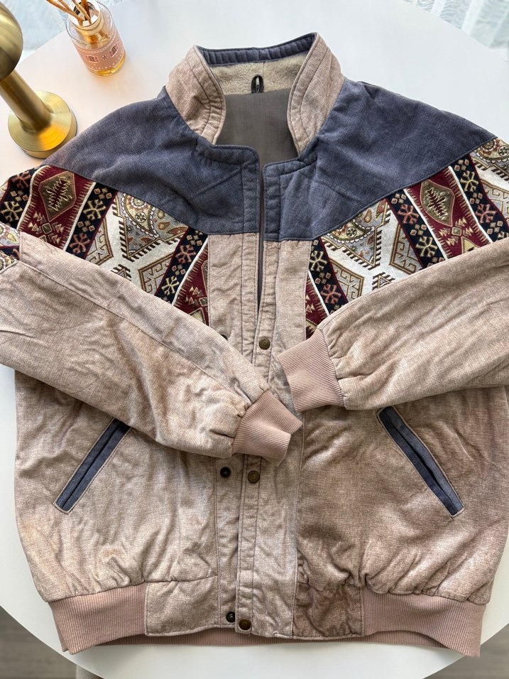 Düğmeli etnik desenli süet erkek ceket - Görsel 2