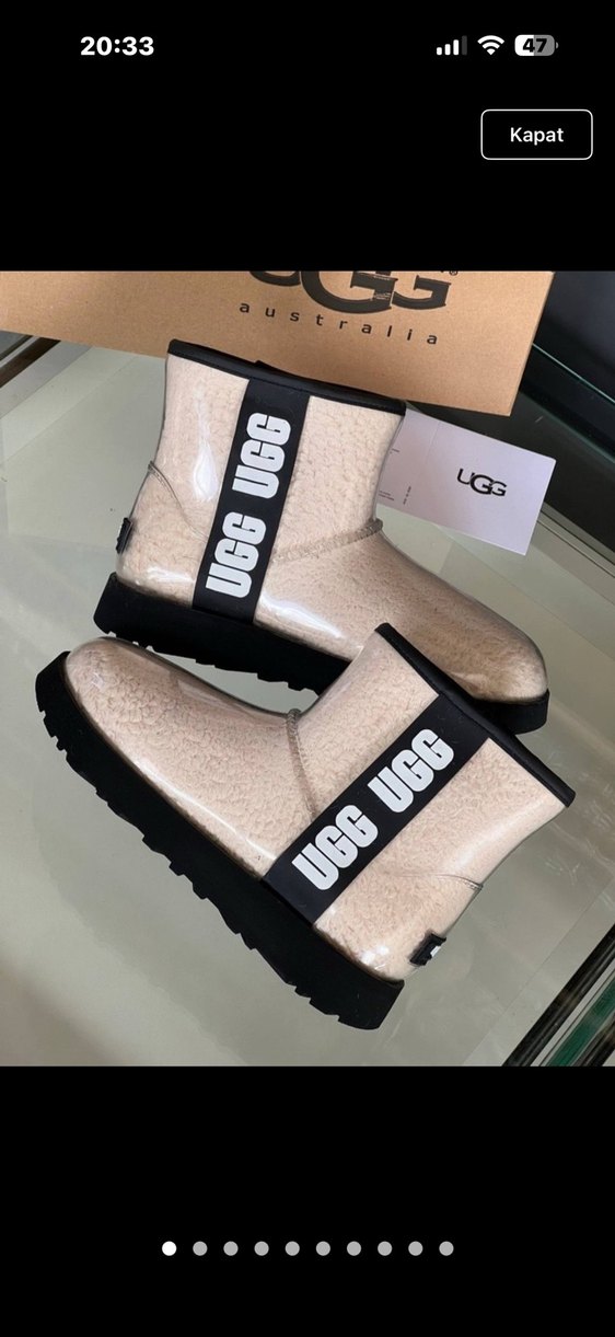 UGG-Bej Yılan Desenli Tüylü Kadın Botu - Görsel 3