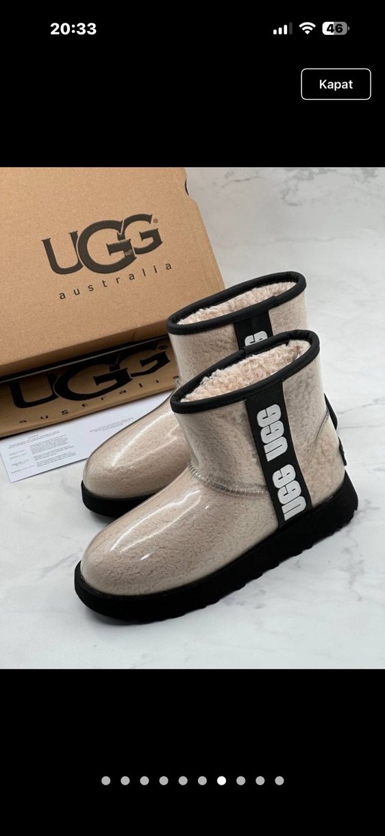 UGG-Bej Yılan Desenli Tüylü Kadın Botu - Görsel 2