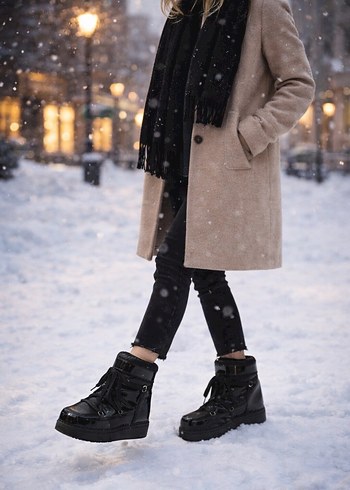 Siyah Kürklü Platform Topuklu Kadın Bot - Görsel 4