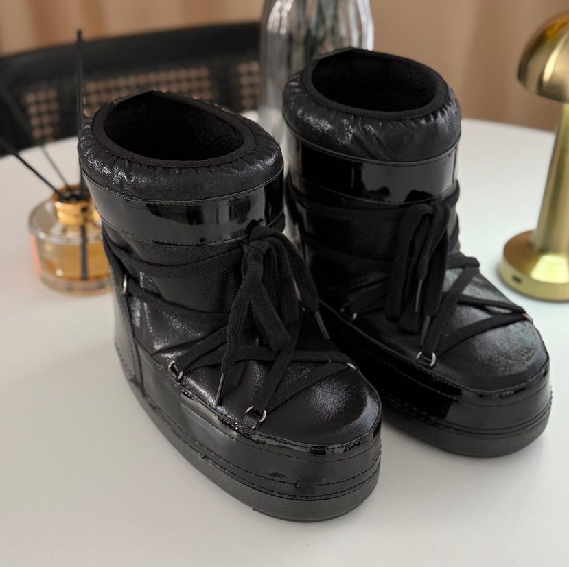 Siyah Kürklü Platform Topuklu Kadın Bot - Görsel 2