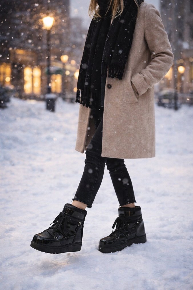 Siyah Kürklü Platform Topuklu Kadın Bot - Görsel 4