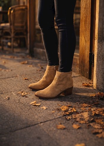 Bej Süet Kadın Topuklu Bot - Görsel 6