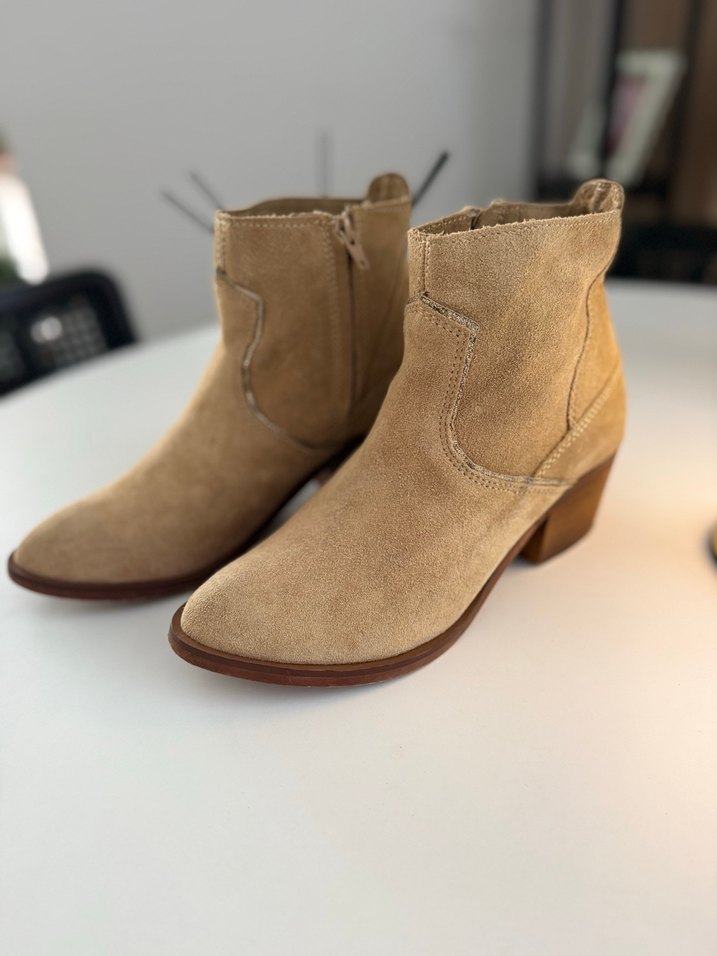 Bej Süet Kadın Topuklu Bot - Görsel 4