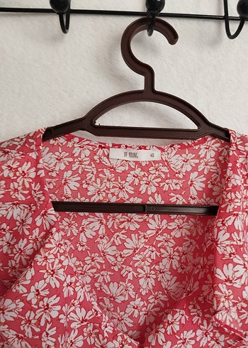 40 Beden pembe Renk Kısa Kollu pembe V Yakalı Mini Elbise