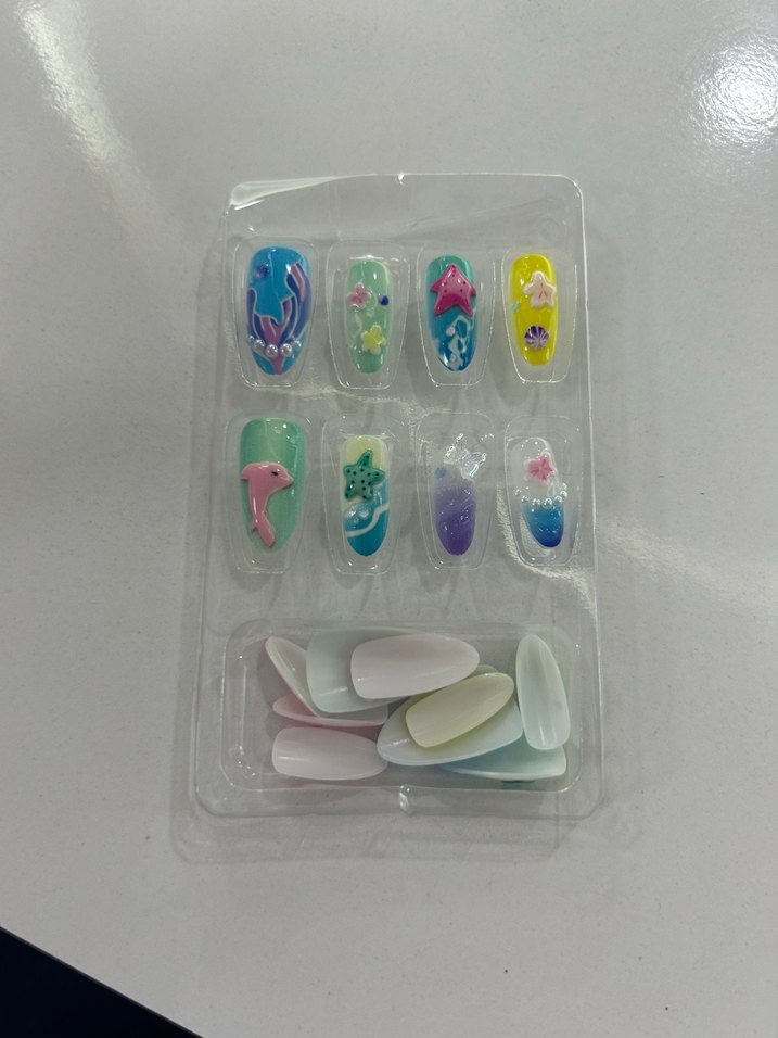 Pastel Renkli Deniz Temalı Takma Tirnak - Görsel 2