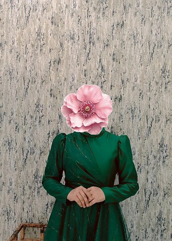 Yeşil Uzun Kollu Drapeli Gelinlik - Görsel 2