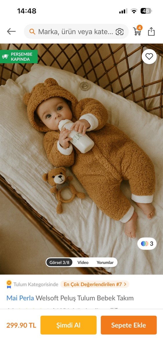 Kahverengi Bebek Peluş Tulumu - Görsel 5