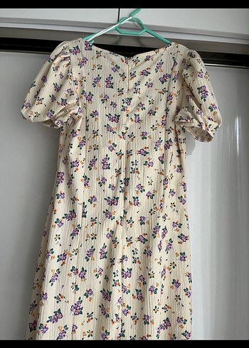 m Beden çeşitli Renk Bej Vintage V Yaka Uzun Elbise