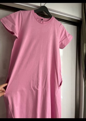 m Beden pembe Renk Pembe Rahat Kesim Kadın Elbise