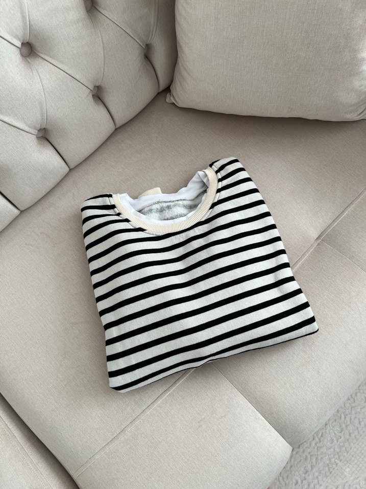 Pamuklu Çizgili pamuk Kazak - Görsel 2