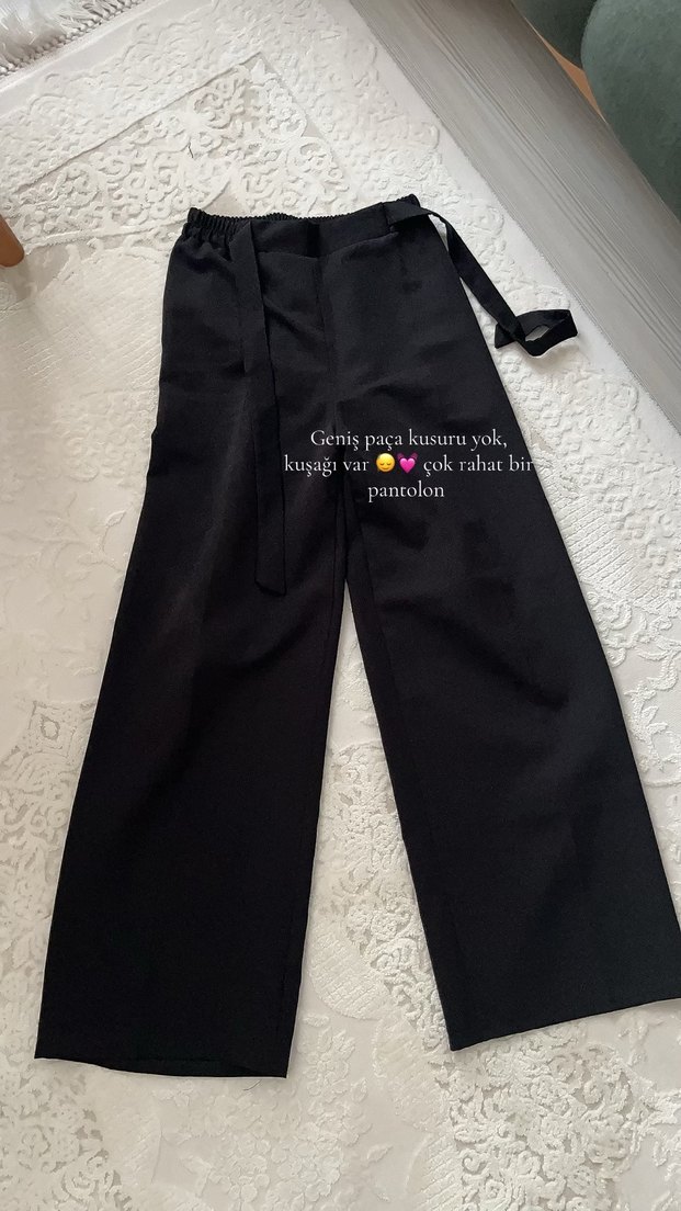 Siyah Midi Kadın Kumaş Pantolon - Görsel 2