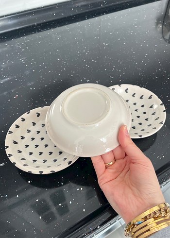 Beyaz Desenli 3'lü Çerezlik Tabak Seti - Görsel 3