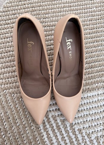 36 Beden Bej Deri Stiletto Topuklu Kadın Ayakkabı