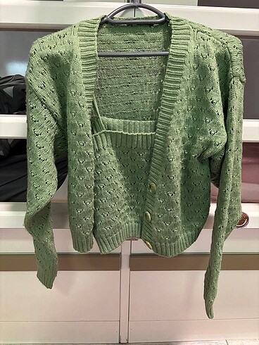 Trendyol Yeşil Hırka Crop Takım