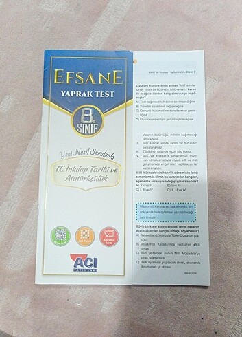 açı yayınları 8. sınıf inkılap tarihi yaprak test lgs