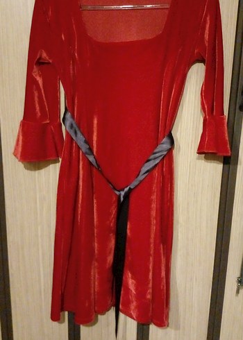 Kırmızı Gotik Midi Kadın Elbise - Görsel 3