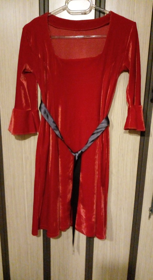 Kırmızı Gotik Midi Kadın Elbise - Görsel 3