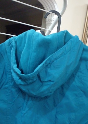 Mavi Kapüşonlu Fermuarlıkadın Yamurluk içi Polar - Görsel 3