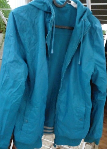 Mavi Kapüşonlu Fermuarlıkadın Yamurluk içi Polar - Görsel 2