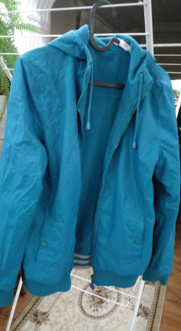 Mavi Kapüşonlu Fermuarlıkadın Yamurluk içi Polar - Görsel 2