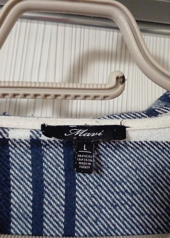 Mavi Beyazi Kareli Pamuklu Kadın Gömlek - Görsel 3