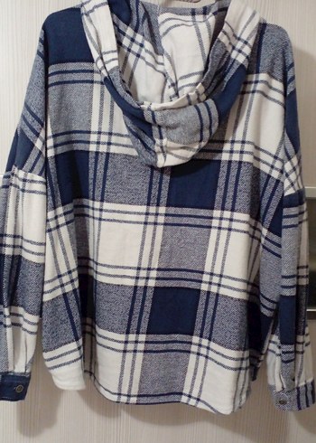 Mavi Beyazi Kareli Pamuklu Kadın Gömlek - Görsel 4