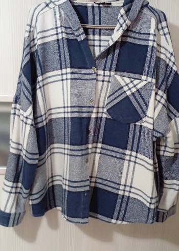 Mavi Beyazi Kareli Pamuklu Kadın Gömlek - Görsel 2