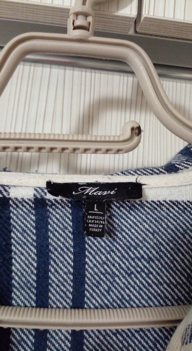 Mavi Beyazi Kareli Pamuklu Kadın Gömlek - Görsel 3