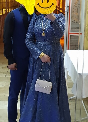 MAVİ TAŞLI ÖZEL GÜN, SÖZ, NİŞAN, DÜĞÜN, GECE ELBİSESİ 