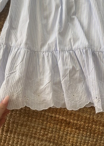l Beden mavi Renk Nakış İşlemeli Balon Kollu Mavi H&M elbise