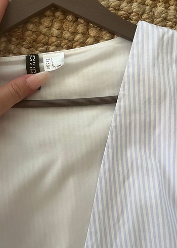 l Beden Nakış İşlemeli Balon Kollu Mavi H&M elbise