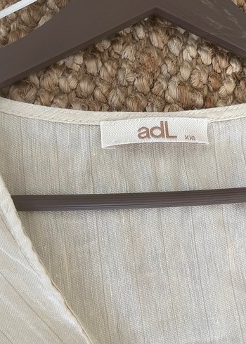 xxl Beden adL Beyaz V Yaka Midi Keten Elbise