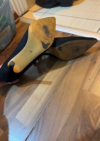 Siyah Süet Stiletto Topuklu Kadın Ayakkabı - Görsel 5