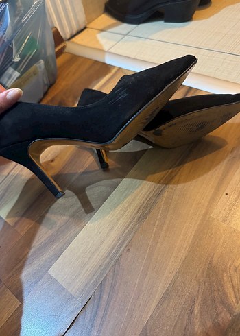 Siyah Süet Stiletto Topuklu Kadın Ayakkabı - Görsel 6