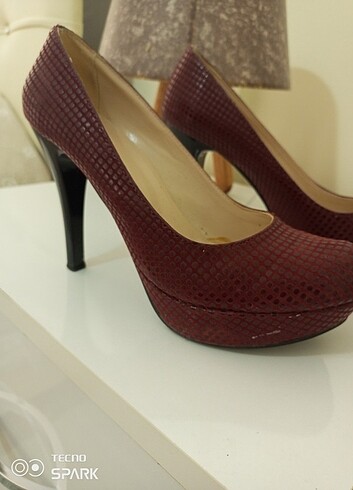 38 Beden bordo Renk Şık Bordo Platform topuklu ayakkabı
