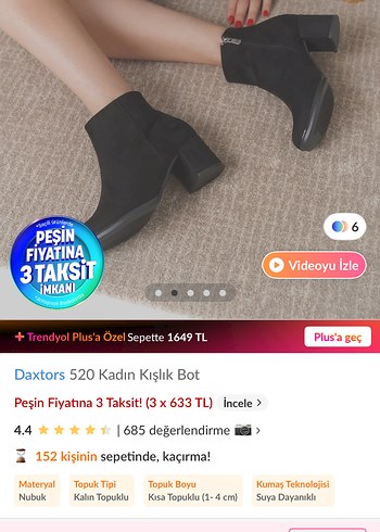 Diğer Daxtors 520 Siyah Nubuk Kadin Bot