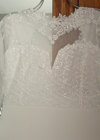 Dantel Detaylı Beyaz Balık Abiye - Görsel 5