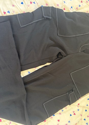 Düğmeli Siyah Kadın Midi Kumaş Kargo Pantolon