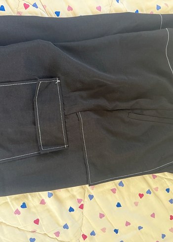 m Beden siyah Renk Düğmeli Siyah Kadın Midi Kumaş Kargo Pantolon