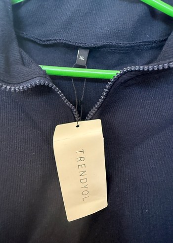 xl Beden Lacivert Yarım Fermuarlı Yüksek Yaka Sweatshirt