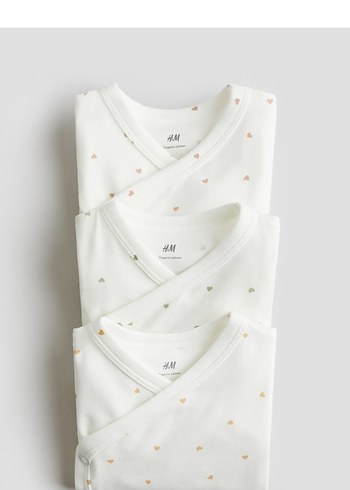 H&M Beyaz Uzun Kollu Bebek Body 3'lü Set